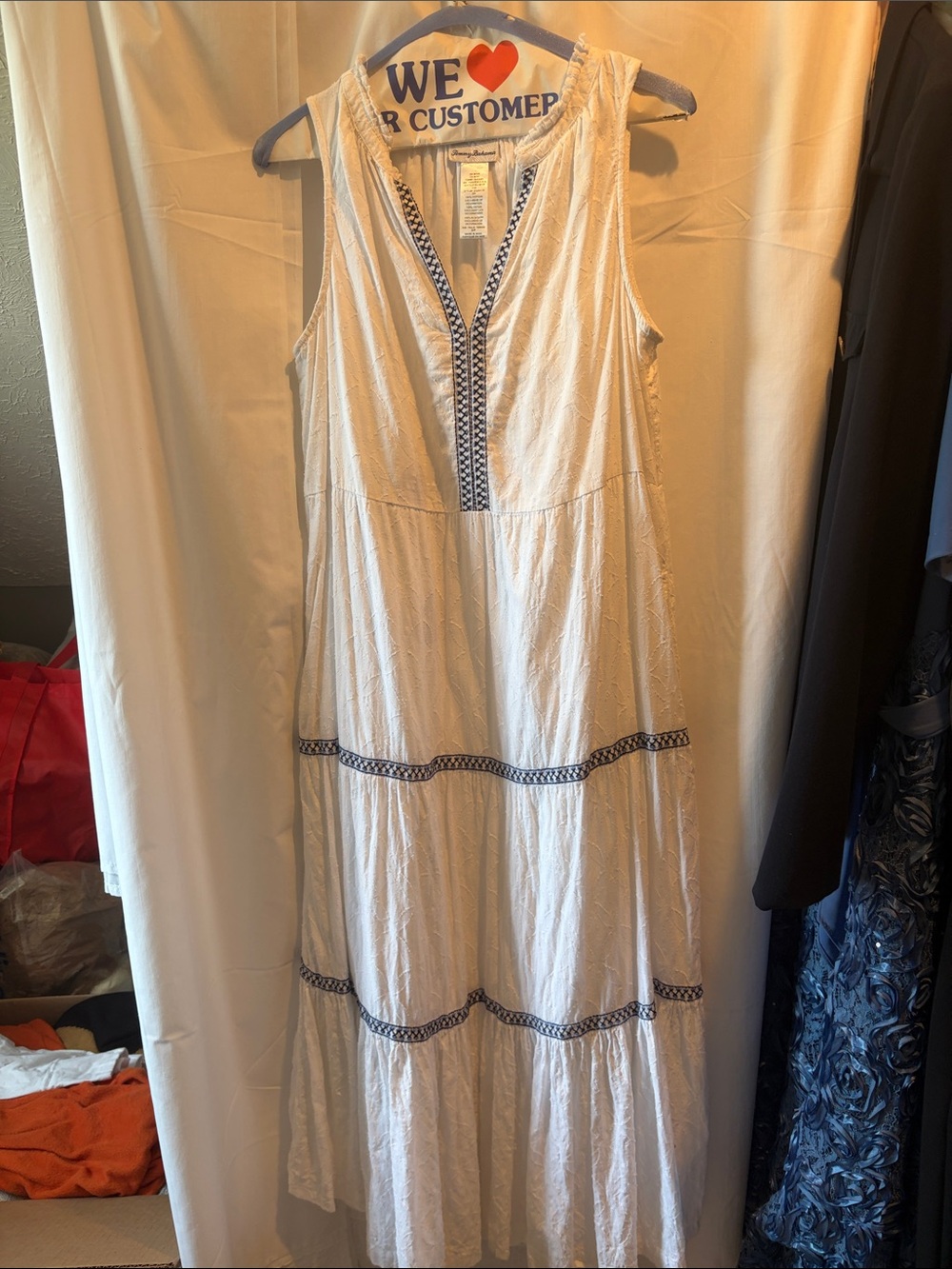 Tommy Bahama Cream Maxi Dress with Navy Trim
